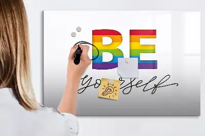Quadro magnético para desenhar com a frase Seja você mesmo