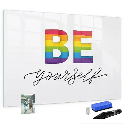 Quadro magnético para desenhar com a frase Seja você mesmo