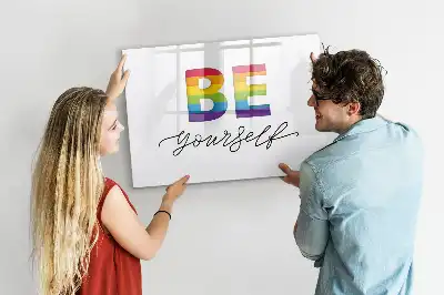 Quadro magnético para desenhar com a frase Seja você mesmo