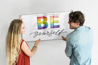 Quadro magnético para desenhar com a frase Seja você mesmo