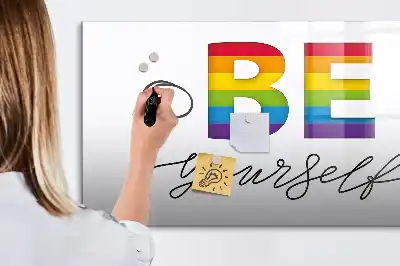 Quadro magnético para desenhar com a frase Seja você mesmo