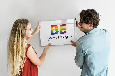 Quadro magnético para desenhar com a frase Seja você mesmo