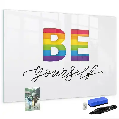 Quadro magnético para desenhar com a frase Seja você mesmo