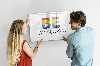 Quadro magnético para desenhar com a frase Seja você mesmo