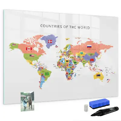 Quadro magnético para escrever mapa com bandeiras