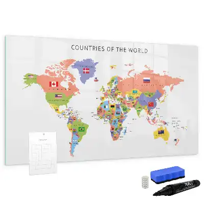 Quadro magnético para escrever mapa com bandeiras