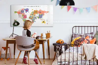 Quadro magnético para escrever mapa com bandeiras