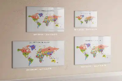 Quadro magnético para escrever mapa com bandeiras