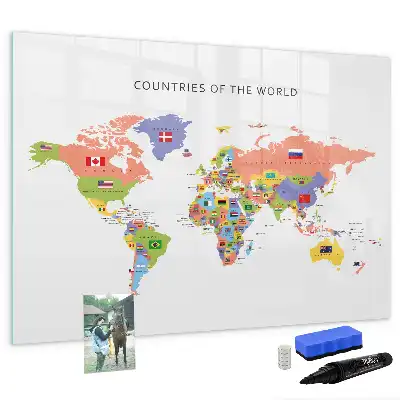Quadro magnético para escrever mapa com bandeiras