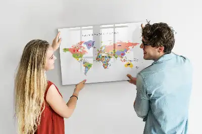 Quadro magnético para escrever mapa com bandeiras