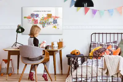 Quadro magnético para escrever mapa com bandeiras