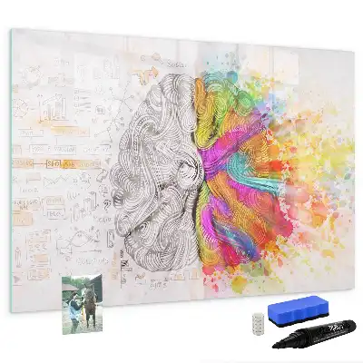 Quadro magnético para desenhar tema abstração de cérebro