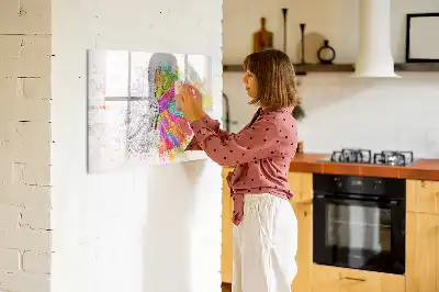 Quadro magnético para desenhar tema abstração de cérebro
