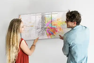 Quadro magnético para desenhar tema abstração de cérebro