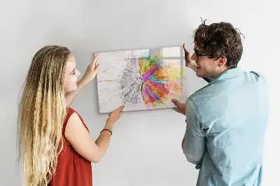 Quadro magnético para desenhar tema abstração de cérebro