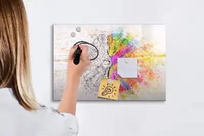 Quadro magnético para desenhar tema abstração de cérebro