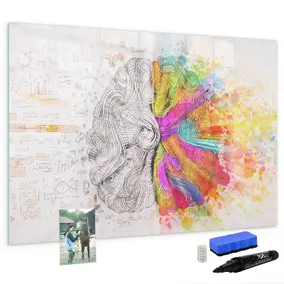 Quadro magnético para desenhar tema abstração de cérebro