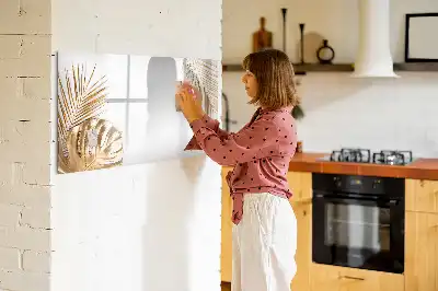 Quadro magnético para escrever estampa folhas exóticas