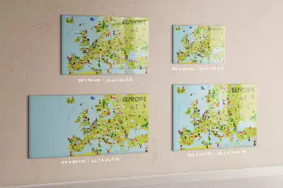 Mapa-múndi magnético com quadro para desenhar e bandeiras