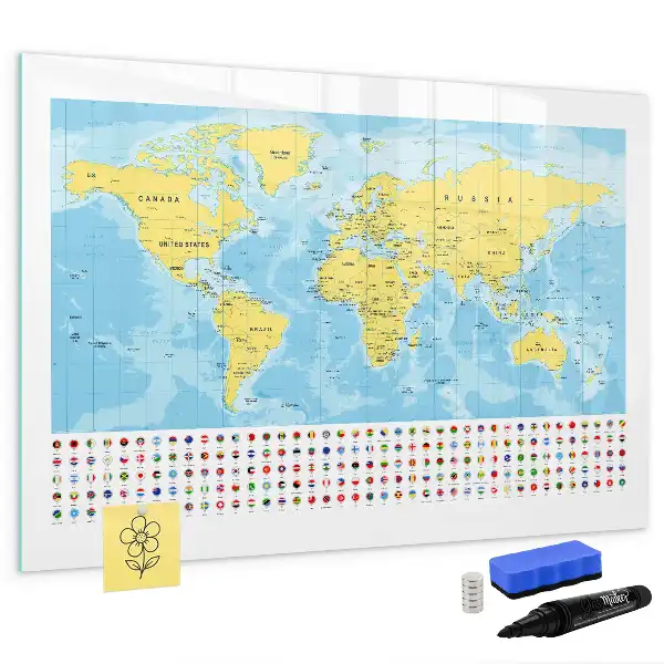Mapa-múndi quadro magnético para escrever