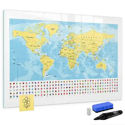 Mapa-múndi quadro magnético para escrever