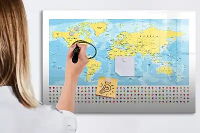 Mapa-múndi quadro magnético para escrever