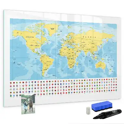 Mapa-múndi quadro magnético para escrever