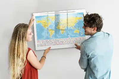 Mapa-múndi quadro magnético para escrever