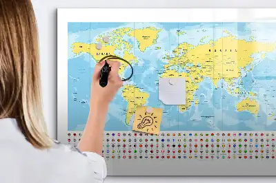 Mapa-múndi quadro magnético para escrever