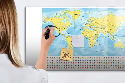 Mapa-múndi quadro magnético para escrever