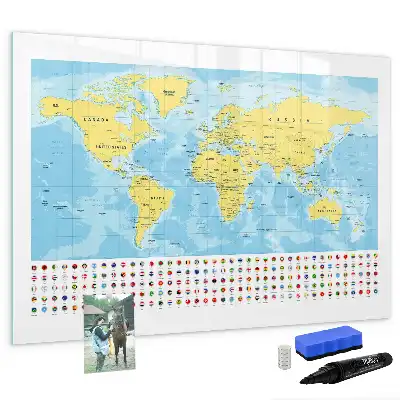 Mapa-múndi quadro magnético para escrever