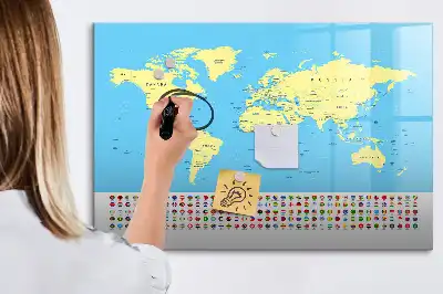 Quadro magnético para desenhar modelo mapa-múndi clássico