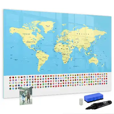 Quadro magnético para desenhar modelo mapa-múndi clássico