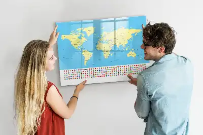 Quadro magnético para desenhar modelo mapa-múndi clássico