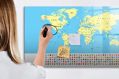Quadro magnético para desenhar modelo mapa-múndi clássico