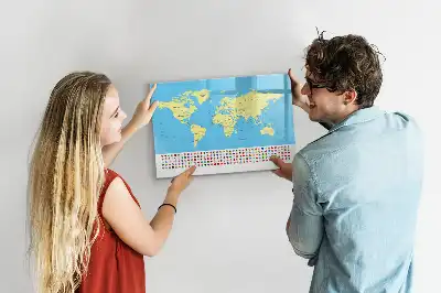 Quadro magnético para desenhar modelo mapa-múndi clássico