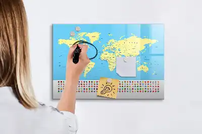 Quadro magnético para desenhar modelo mapa-múndi clássico