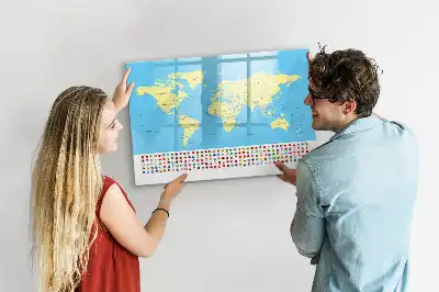 Quadro magnético para desenhar modelo mapa-múndi clássico