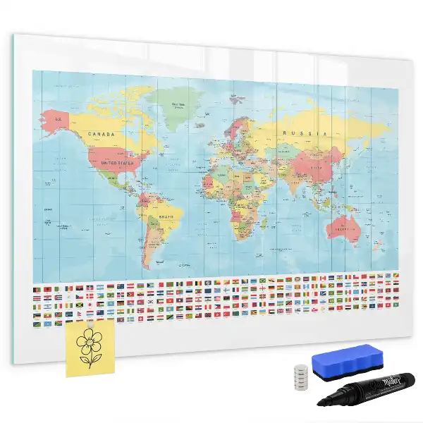 Mapa-múndi geográfico quadro magnético para escrita