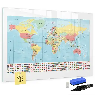 Mapa-múndi geográfico quadro magnético para escrita