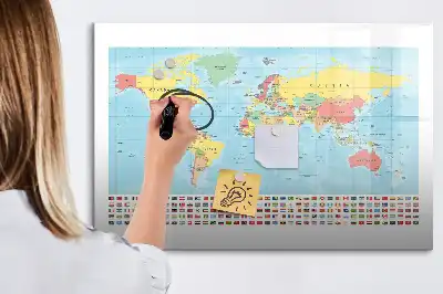 Mapa-múndi geográfico quadro magnético para escrita