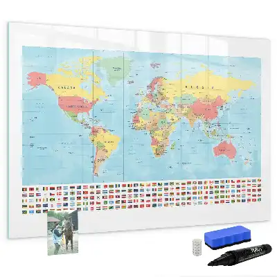 Mapa-múndi geográfico quadro magnético para escrita