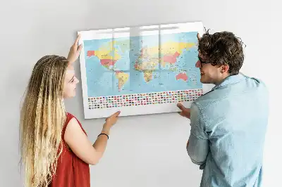 Mapa-múndi geográfico quadro magnético para escrita