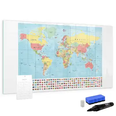 Mapa-múndi geográfico quadro magnético para escrita