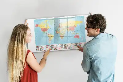 Mapa-múndi geográfico quadro magnético para escrita