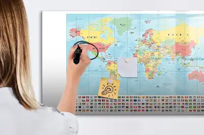 Mapa-múndi geográfico quadro magnético para escrita