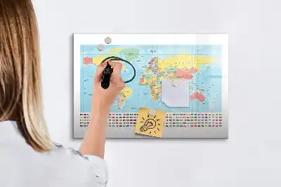 Mapa-múndi geográfico quadro magnético para escrita