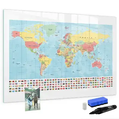 Mapa-múndi geográfico quadro magnético para escrita