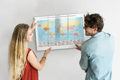 Mapa-múndi geográfico quadro magnético para escrita