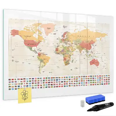 Quadro magnético para desenhar projeto de mapa-múndi